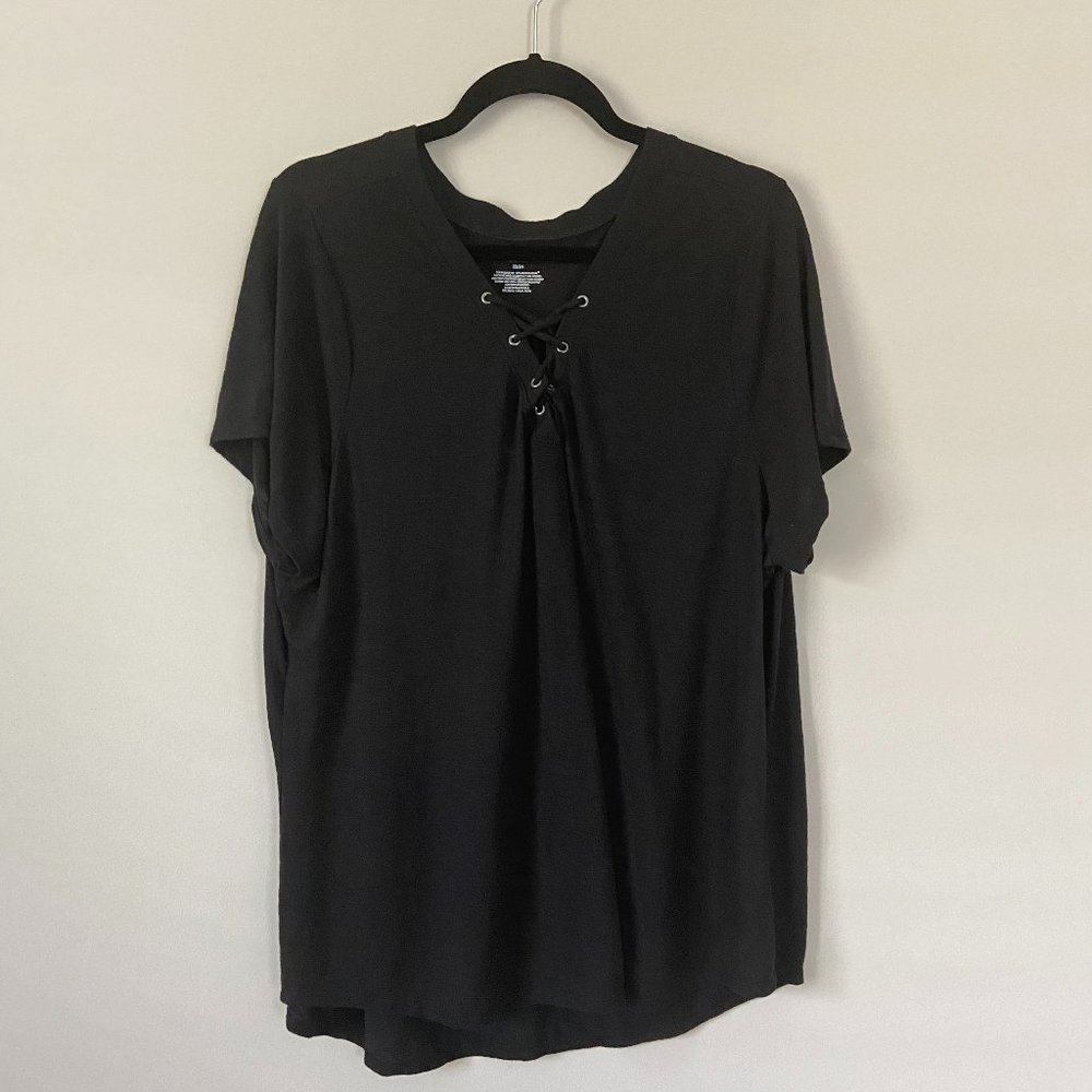 Lane Bryant Black Laced Front Shirt Size 22/24